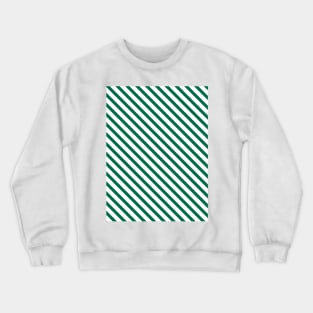 Green and White Candy Cane Stripes Diagonal Lines Crewneck Sweatshirt